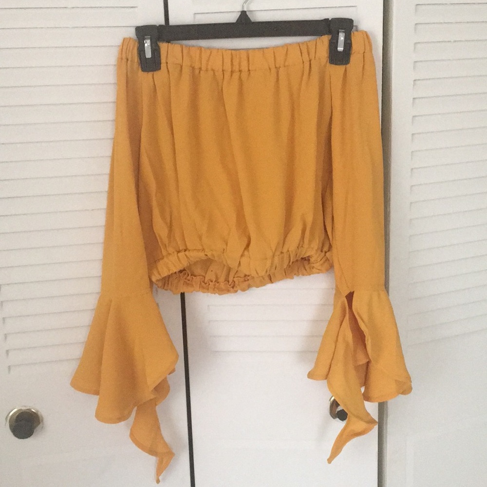 white fox boutique off the shoulder crop top